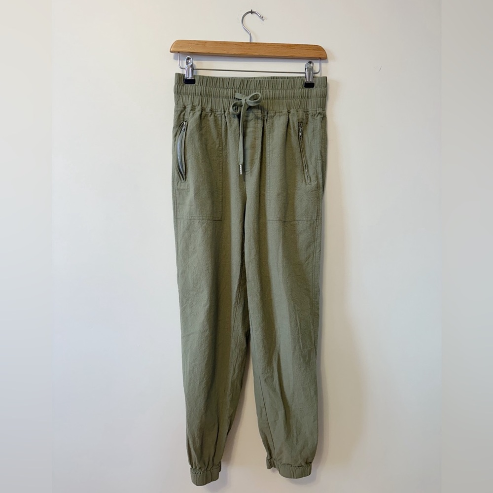 Super soft womens kaki green jogger pants 100% coton size small
